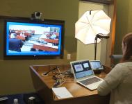 Professor Jennifer Cooper Using Polycom to Teach Long-Distance