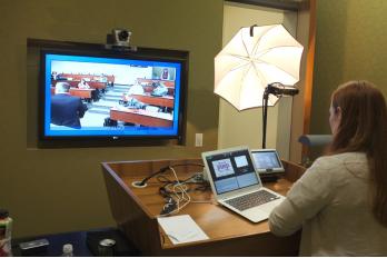 Professor Jennifer Cooper Using Polycom to Teach Long-Distance