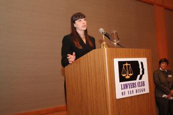 Amy Louttit Accepts the Lawyers Club Women and the Law Project Scholarship